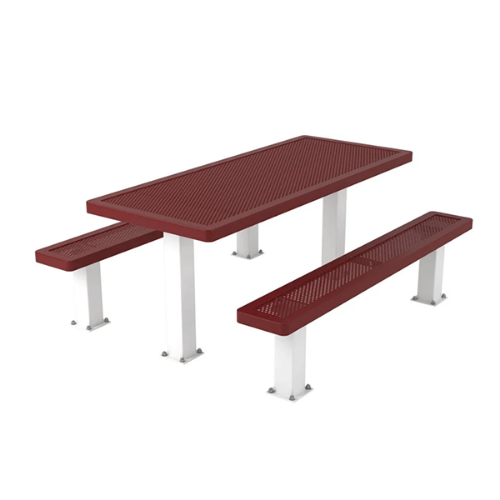 T8INNV4-4SM - 8 Ft. Innovated Style 4-4 Double Pedestal Octagonal Thermoplastic Steel Picnic Table With 2 Unattached Seats, Surface Mount