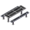 8 Ft. Innovated Style 4-4 Double Pedestal Octagonal Thermoplastic Steel Picnic Table With 2 Unattached Seats, Surface Mount