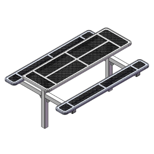 T8INNVDBLPEDS - 8 Ft. Innovated Style Double Pedestal Rectangular Thermoplastic Steel Picnic Table, Inground Mount
