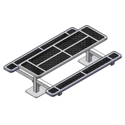 T8INNVDBLPEDSM - 8 Ft. Innovated Style Double Pedestal Rectangular Thermoplastic Steel Picnic Table, Surface Mount