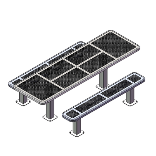 T8INNVHDCP4-4SM - 8 Ft. ADA Single End Access Innovated Style 4-4 Double Pedestal Octagonal Thermoplastic Steel Picnic Table With 6’ Unattached Seats, Surface Mount 
