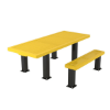 8 Ft. ADA Single End Access Innovated Style 4-4 Double Pedestal Octagonal Thermoplastic Steel Picnic Table With 6’ Unattached Seats, Surface Mount 