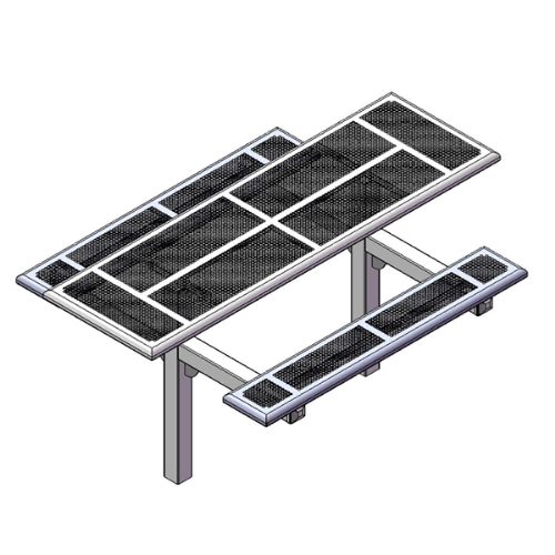 T8PERFDBLPEDHDCPS - 8 Ft. ADA Double-End Perforated Style Double Pedestal Rectangular Thermoplastic Steel Picnic Table, Inground Mount