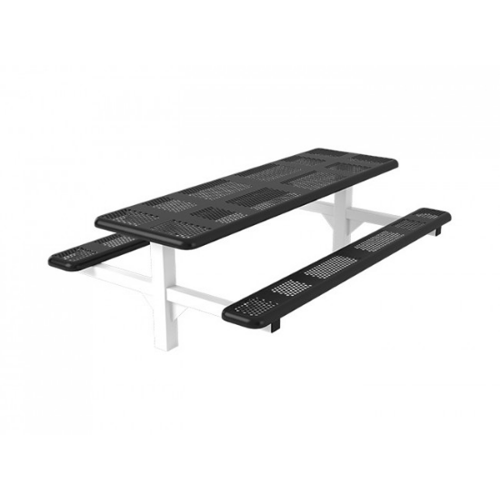 T8PERFDBLPEDS - 8 Ft. Perforated Style Double Pedestal Rectangular Thermoplastic Steel Picnic Table, Inground Mount