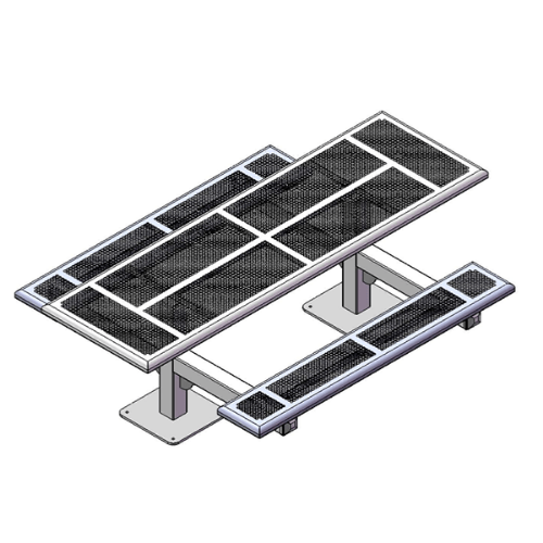 T8PERFDBLPEDSM - 8 Ft. Perforated Style Double Pedestal Rectangular Thermoplastic Steel Picnic Table, Surface Mount