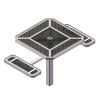 46” Space Saver Innovated Style Single Pedestal Octagonal Thermoplastic Steel Picnic Table With 2 Attached Seats, Inground Mount