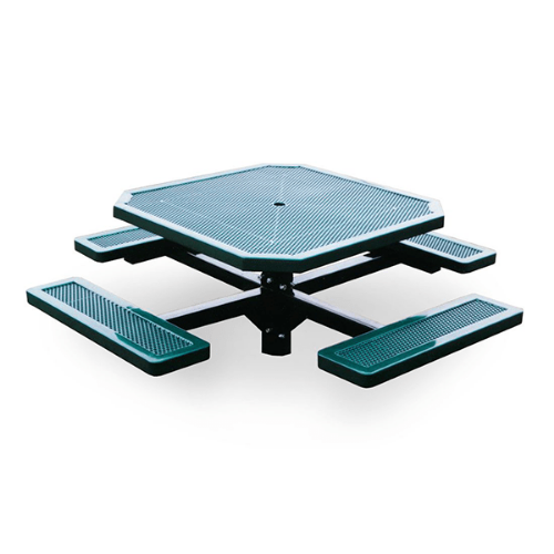 T46INNVPEDS - 46” Innovated Style Single Pedestal Octagonal Thermoplastic Steel Picnic Table, Inground Mount