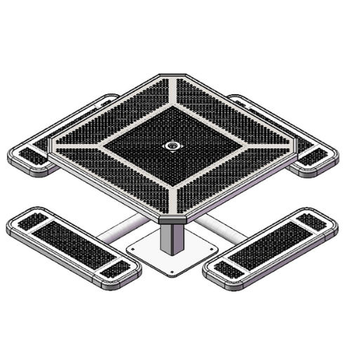 T46INNVPEDSM - 46” Innovated Style Single Pedestal Octagonal Thermoplastic Steel Picnic Table, Surface Mount