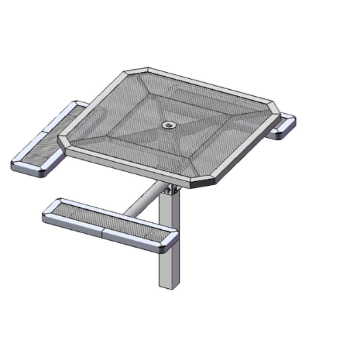 T46OCTPED-3S - 46” Space-Saver Regal Style Single Pedestal Octagonal Thermoplastic Steel Picnic Table With 3 Attached Benches, Inground