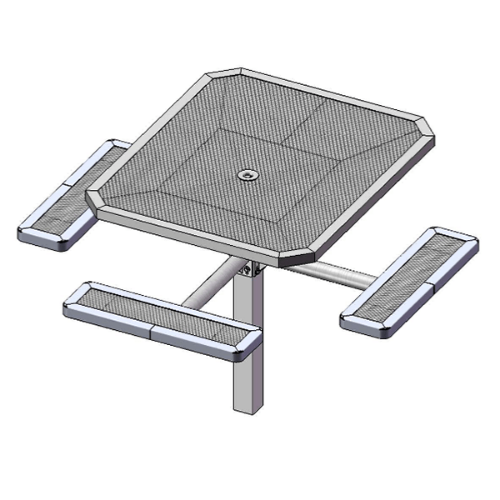 T46OCTPED-3SADA -  46” X 57” ADA Regal Style Single Pedestal Octagonal Thermoplastic Steel Picnic Table With 3 Attached Benches, Surface Mount 