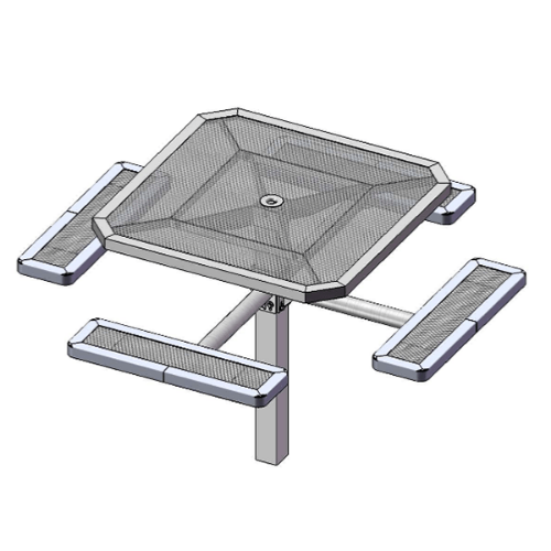 T46OCTPEDS - 46” Regal Style Single Pedestal Octagonal Thermoplastic Steel Picnic Table, Inground Mount