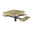 46” Space Saver Rolled Style Pedestal Octagonal Thermoplastic Steel Picnic Table With 3 Attached Seat, Inground Mount 