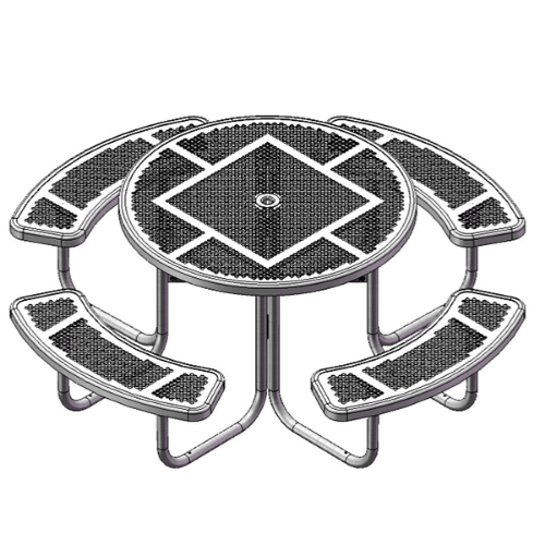T46RACSINNV - 46” Innovated Style Round Thermoplastic Steel Picnic Table, Portable