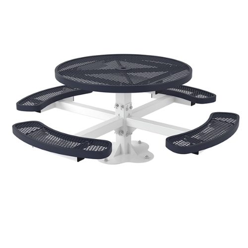 T46RACSPEDSM - 46” Ultra Leisure Style Round Pedestal Thermoplastic Steel Picnic Table With Black Surface Mount