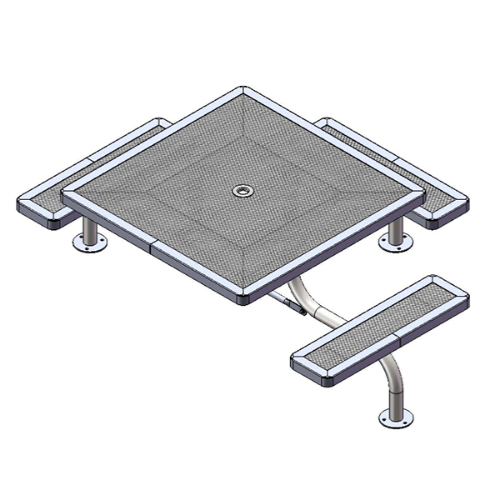 T46WEB-3SM - 46” Space-Saver Regal Style Square Web Thermoplastic Steel Picnic Table With 3 Attached Seats, Surface Mount