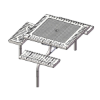 46” Space Saver Classic Style Web Square Thermoplastic Steel Picnic Table With 3 Attached Seat, Inground Mount