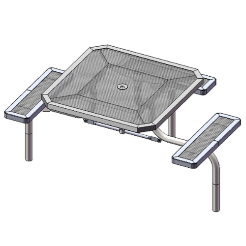 T46WEBOCT-3S - 46” Space-Saver Regal Style Octagonal Web Thermoplastic Steel Picnic Table With 3 Attached Seats, Inground Mount
