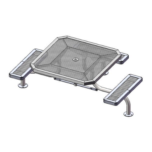 T46WEBOCT-3SM - 46” Space-Saver Regal Style Octagonal Web Thermoplastic Steel Picnic Table With 3 Attached Seats, Surface Mount