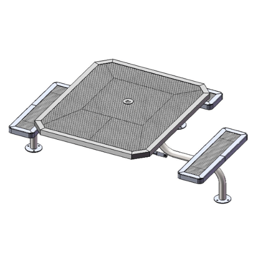 T46WEBOCT-3SMADA - 46” X 57” ADA Regal Style Octagonal Web Thermoplastic Steel Picnic Table With 3 Attached Seats, Surface Mount