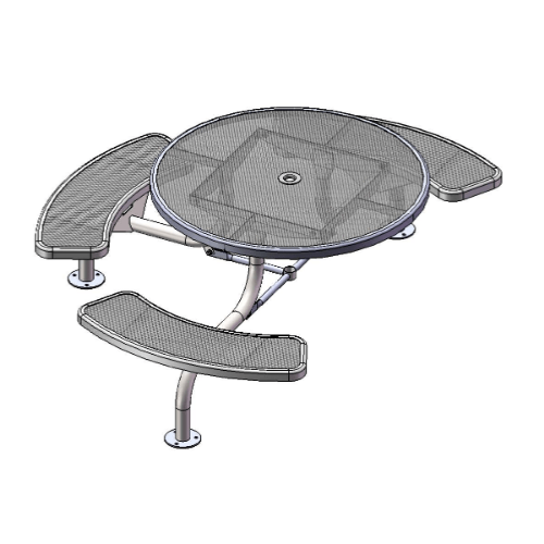 T46WEBRACS-3SM - 46” Space-Saver Regal Style Round Web Thermoplastic Steel Picnic Table With 3 Attached Seats, Surface Mount