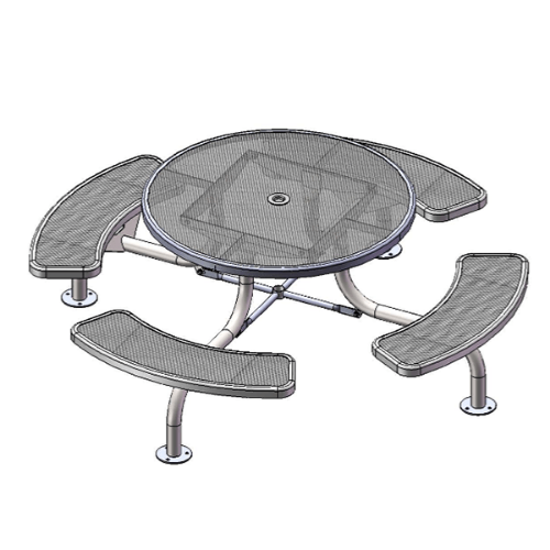 T46WEBRACSPSM - 46” Regal Style Round Web Thermoplastic Steel Picnic Table, Surface / Portable Mount