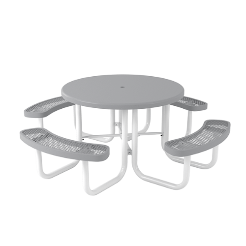 TS46RACS - 46” Regal Style Round Thermoplastic Steel Picnic Table With Solid Top