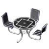 46” Space Saver Cafe Innovated Metal Style Round Thermoplastic Steel Picnic Table With 3 Attached Backed Seats, Portable Mount 