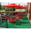46” Expanded Metal Style Round Thermoplastic Steel Cafe Table, Portable Mount