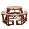 FP1024 - Pub Hexagonal Recycled Plastic Picnic Table With Bar Height Seats - Brown