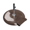 Desert Bronze aluminum concrete-filled umbrella base weighing 150 lbs with wheeled design and 18-inch stem for easy mobility.