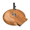 Golden Oak Wood grain aluminum concrete-filled 150 lbs umbrella base with hooded wheels and 18-inch stem for freestanding umbrellas.