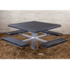 48 in square plastisol picnic table with black coated top and seats on galvanized inground pedestal frame 4SPTGVP
