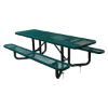 Green 8 ft ADA Y-frame expanded thermoplastic steel picnic table with black inground galvanized frame