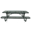 Green 4 ft rectangular expanded thermoplastic steel picnic table with black inground galvanized steel frame