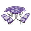Purple 46 inch octagonal thermoplastic expanded steel picnic table with black inground galvanized frame