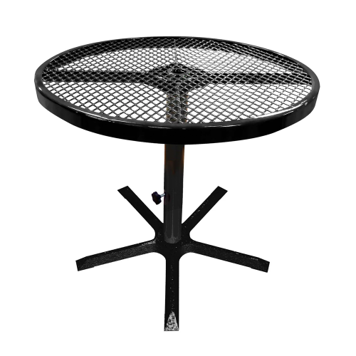 36TABX30 - 36" Round Expanded Metal Dining Height Pedestal Table With Cast-Iron Base